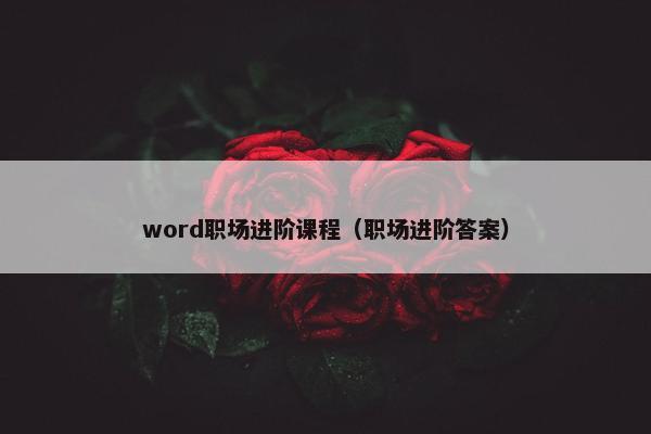 word职场进阶课程（职场进阶答案）