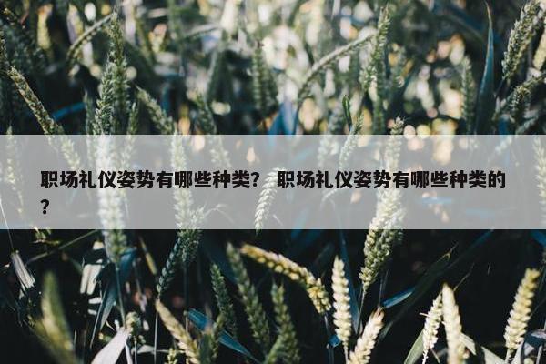 职场礼仪姿势有哪些种类？ 职场礼仪姿势有哪些种类的？