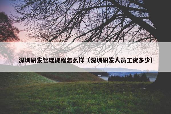 深圳研发管理课程怎么样（深圳研发人员工资多少）