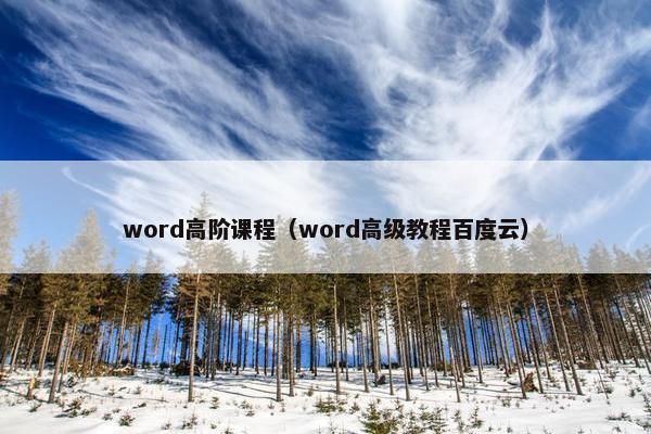 word高阶课程（word高级教程百度云）