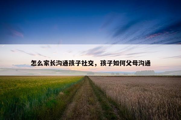怎么家长沟通孩子社交，孩子如何父母沟通