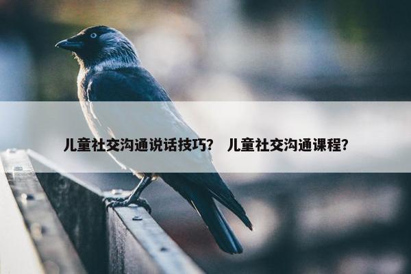 儿童社交沟通说话技巧？ 儿童社交沟通课程？