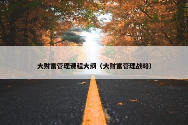 大财富管理课程大纲（大财富管理战略）