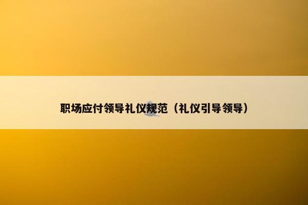 职场应付领导礼仪规范（礼仪引导领导）