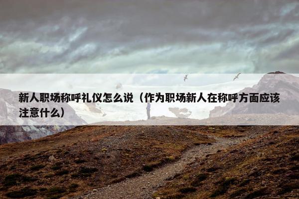 新人职场称呼礼仪怎么说（作为职场新人在称呼方面应该注意什么）