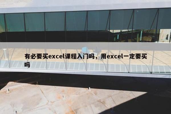 有必要买excel课程入门吗，用excel一定要买吗