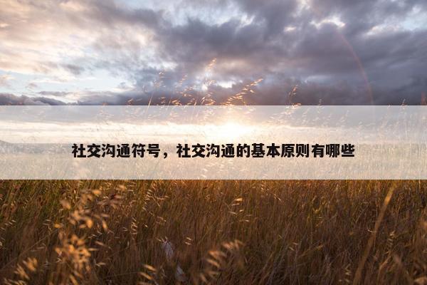 社交沟通符号，社交沟通的基本原则有哪些