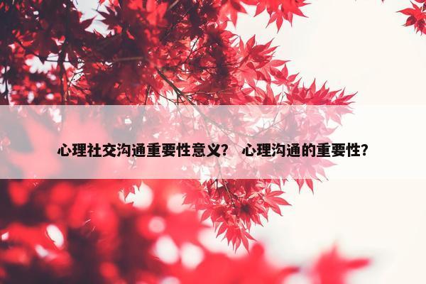 心理社交沟通重要性意义？ 心理沟通的重要性？