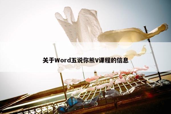 关于Word五说你熊V课程的信息