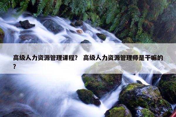 高级人力资源管理课程？ 高级人力资源管理师是干嘛的？