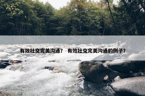 有效社交完美沟通？ 有效社交完美沟通的例子？
