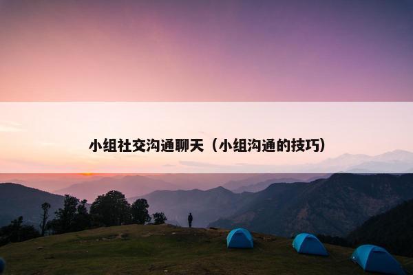 小组社交沟通聊天（小组沟通的技巧）