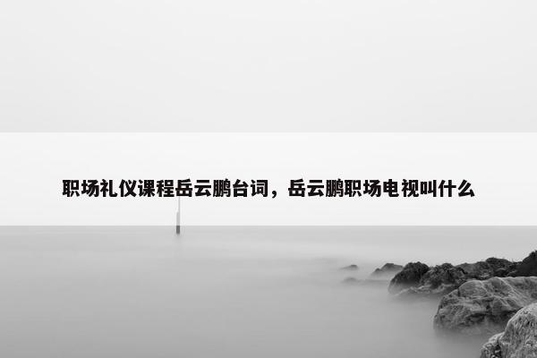 职场礼仪课程岳云鹏台词，岳云鹏职场电视叫什么