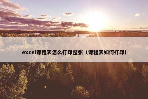 excel课程表怎么打印整张（课程表如何打印）
