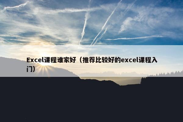 Excel课程谁家好（推荐比较好的excel课程入门）