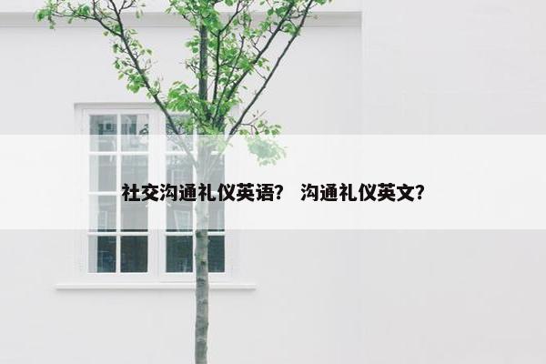 社交沟通礼仪英语？ 沟通礼仪英文？