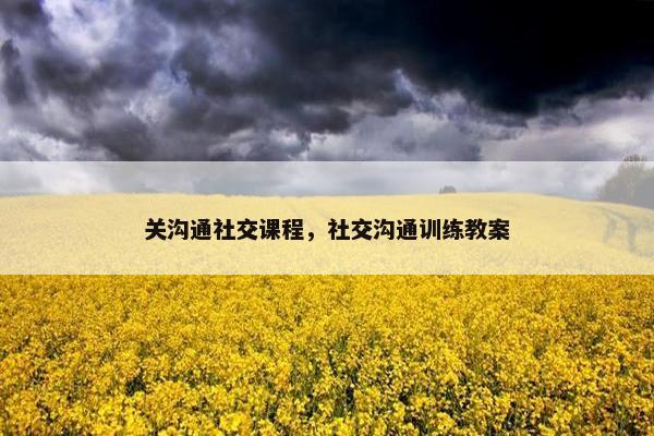 关沟通社交课程，社交沟通训练教案