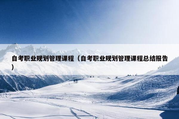 自考职业规划管理课程（自考职业规划管理课程总结报告）
