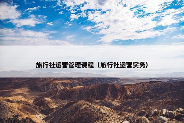 旅行社运营管理课程（旅行社运营实务）
